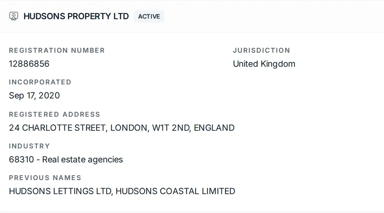 A company's incorporation record